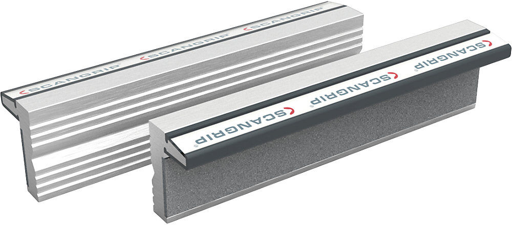 Magnet-Schraubstockbacken, neutrale Schutzbacken aus gehärtetem Aluminium, 1 Paar, Backenbreite 140 mm SCANGRIP