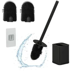 Relaxdays Flache Toilettenbürste zur Wandmontage Schwarz