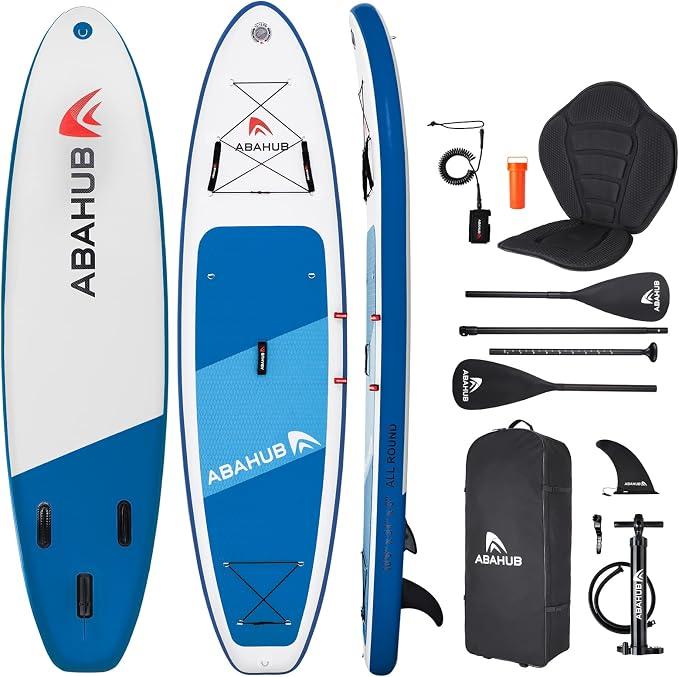 Board aufblasbar Stand Up Paddling Board Set, Blau/Grün/Orange/Rot Standup Paddle Board mit verstellbarem Aluminiumpaddel,Kajak Sitz,für Kajakfahren, 320x78/84x15cm