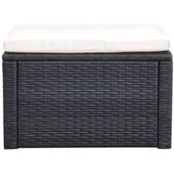 vidaXL Hocker mit Kissen Poly Rattan 53×53×30 cm Braun