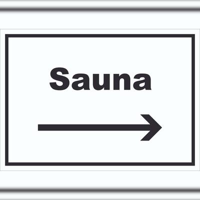 HB-Druck Sauna Schild mit Text und Richtungspfeil rechts Erholung Entspannung waagerecht A0 (841x1189mm)