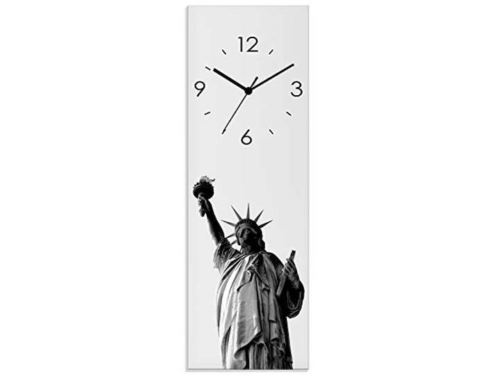 ARTLAND Wanddeko Wanduhr ohne Tickgeräusche Glas Quarzuhr 20x60 cm Rechteckig Lautlos Freiheitsstatue New York Städte USA Amerika Modern S7MK