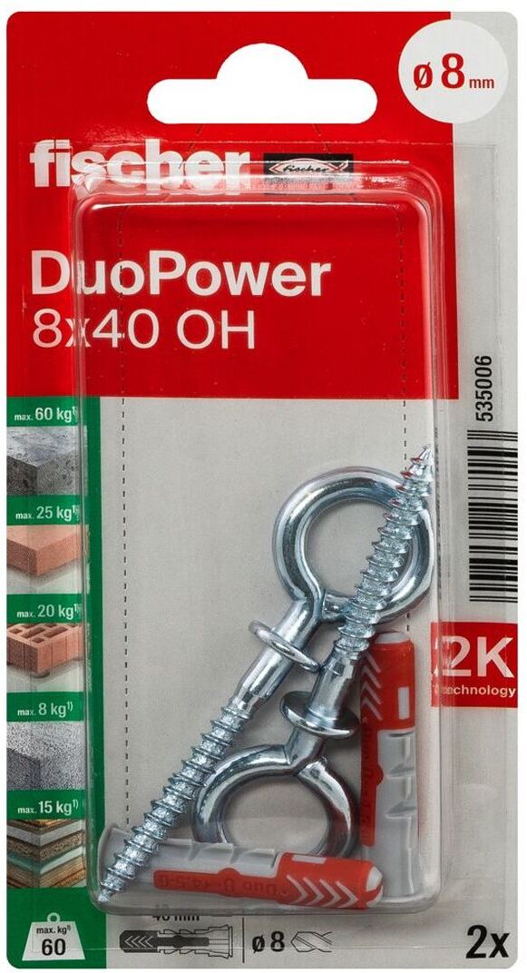 fischerwerke fischer Allzweckdübel DuoPower 8 x 40 OH, 2 Stück