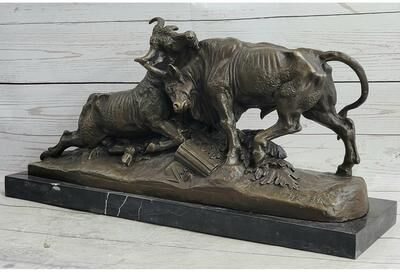 Bronzhaus Large Clesinger Fighthing Imitative Bulls Bronze Sculpture Hot Cast Figurine Figure