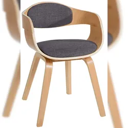 DELUKE® Besucherstuhl LONDON Stoff - 73x49x46cm, Natur/Hellgrau | Stoff | Holz Gestell | Konferenzstuhl Wartezimmerstuhl