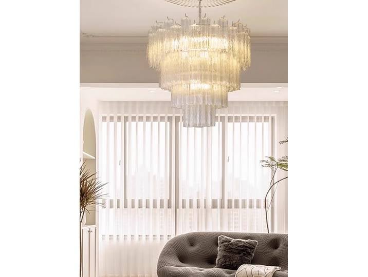 Lustres en verre à fleurs transparentes, grands lustres, suspension vintage, plafond de chalet, salon, maison