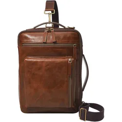 Fossil Reistas aus Leder mit Schulterband, Laptopfach und mehreren Taschen (13"), Notebooktasche, Braun