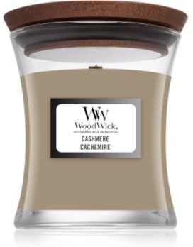 Woodwick Cashmere vela perfumada com pavio de madeira 85 g. Cashmere