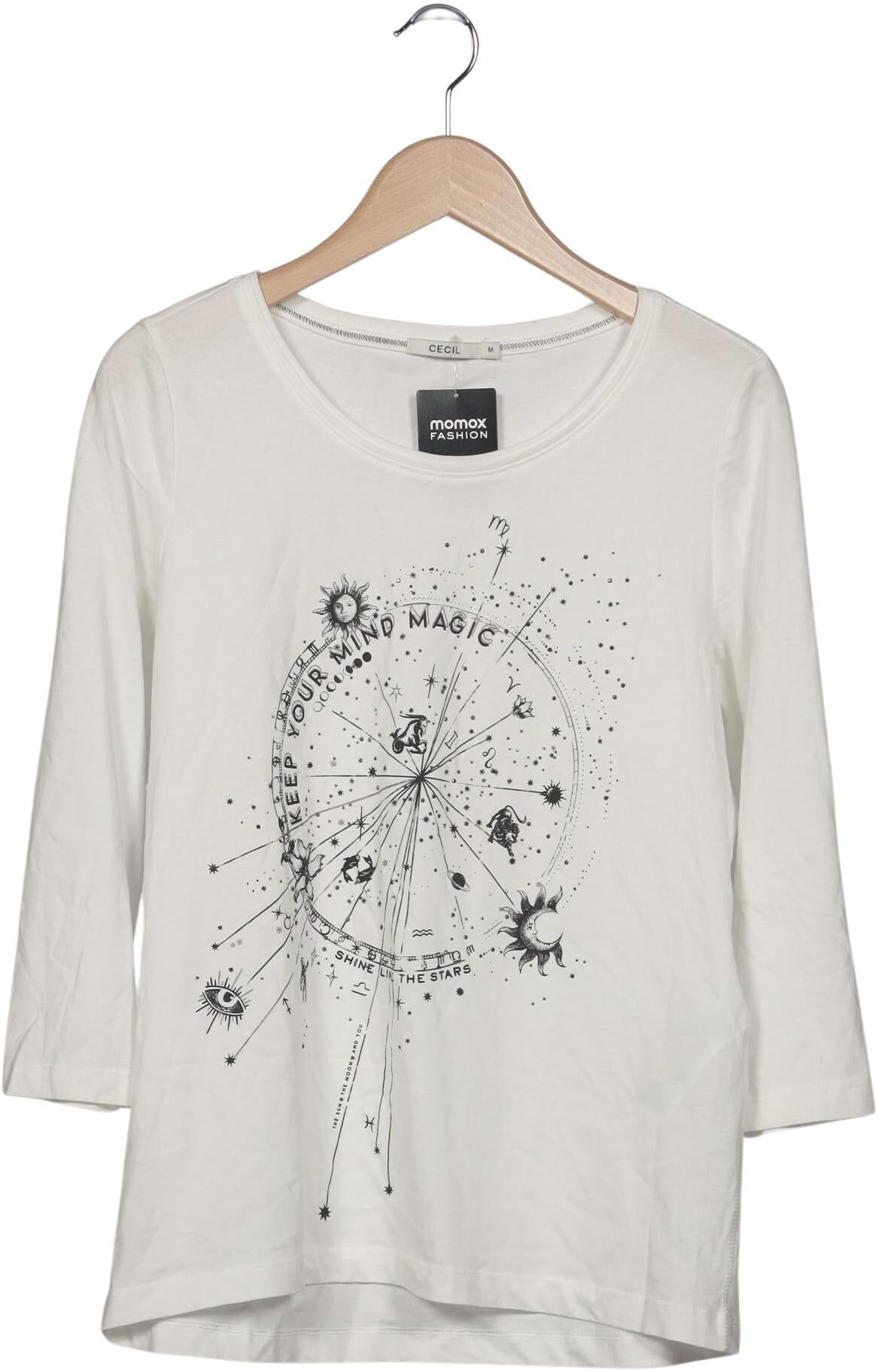 Cecil Damen Langarmshirt, Weiß, Gr. M, Baumwolle - Second Hand