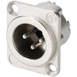 NEUTRIK® XLR, 3-pol , Metall-, Löttechnik-Einbaustecker, versilberte(r) Kontakt(e), Type D, nickelfarben