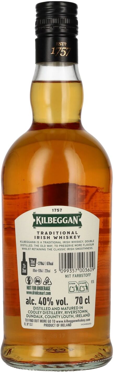 Kilbeggan Whiskey Kilbeggan Traditional Irish Whiskey 40% Vol. 0,7l