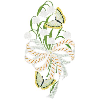 Fensterbild "Fensterbild "Maiglöckchen" farbig", bunt, B:16cm H:31cm, Polyester, W. REUTER & SOHN - PLAUENER SPITZE, Fensterbilder