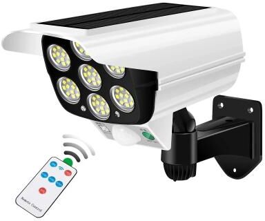 Uplifted Goods Outdoor Motion Sensor Solar Security Lights With Camera Look Design 1pc With Remote