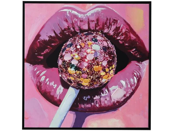 Bedruckte und handbemalte Leinwand LOLLIPOP 1 Stück mehrfarbig 62.5x62.5x3.5cm