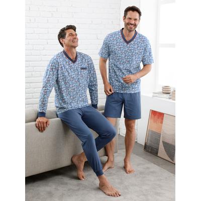 Shorty KINGS CLUB, Herren, Gr. 56/58, blau (jeansblau), 100% Baumwolle, Homewear-Sets Shorty