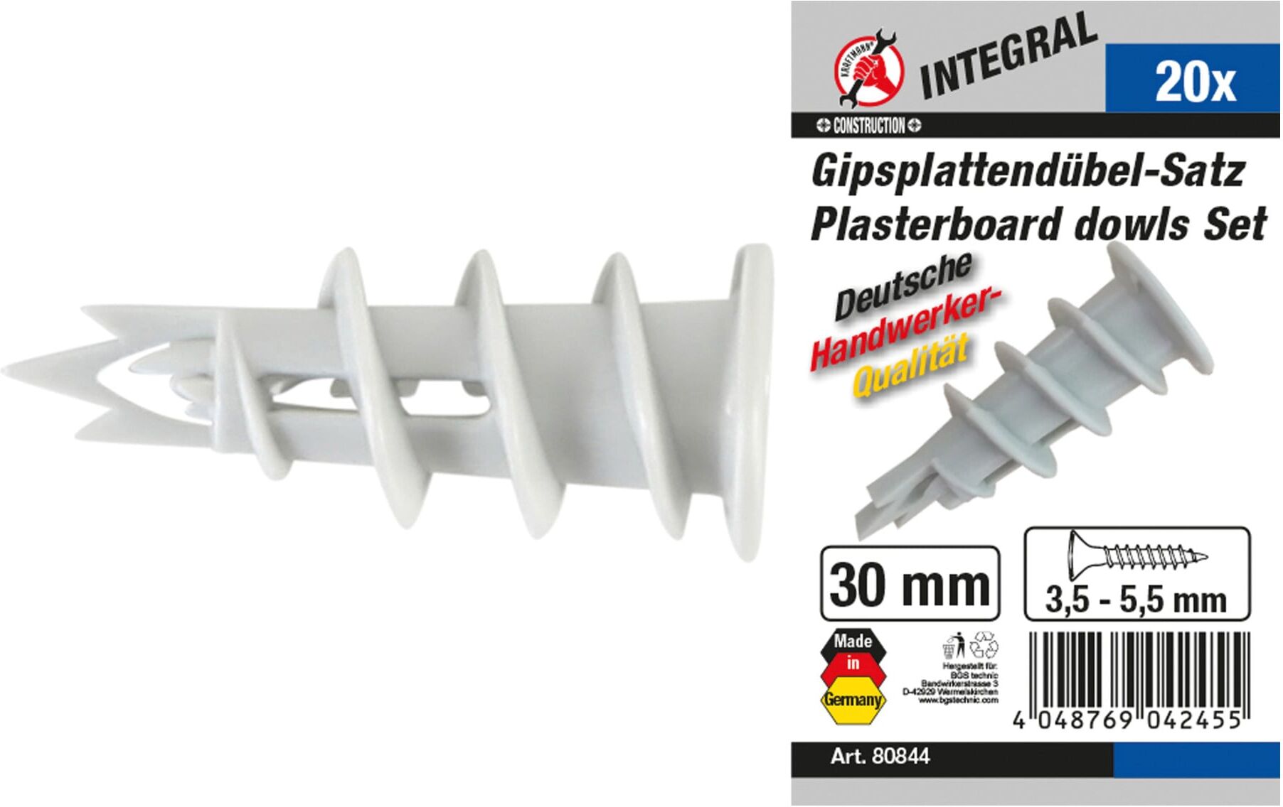 BGS Do it yourself Gipsplattendübel-Sortiment 20-tlg. (80844)
