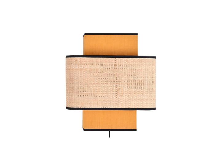 Applique murale en lin jaune moutarde et rabane naturelle H28 cm TERA