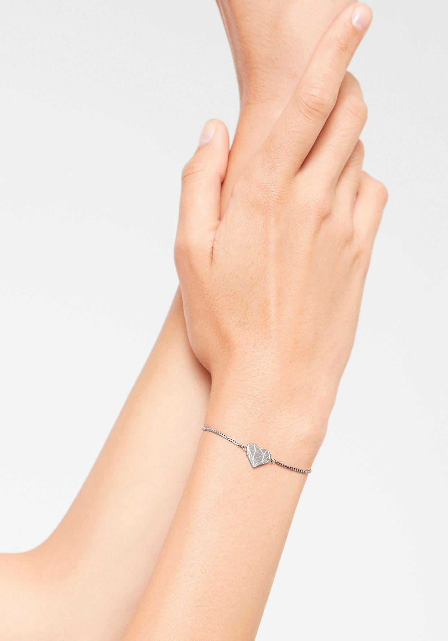Armband LIEBESKIND BERLIN "Schmuck Geschenk Edelstahl Armkette Herz", silber (edelstahlfarben), Armbänder, Damen, 20cm, Edelstahl, Armband