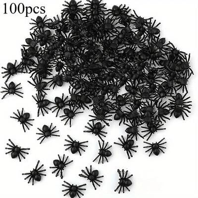 Uplift Picks Realistic Mini Black Spider Set For Halloween Pranks Parties And Displays 100 Pcs