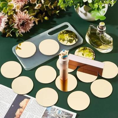 Uplift Essentials Reflective Mosaic Mirror Wall Art Decals gold Round 0.8 In