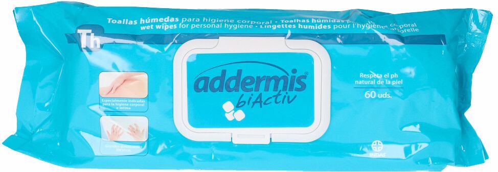 Indasec Toalhitas húmidas Addermis Biactiv para adultos 60 ud