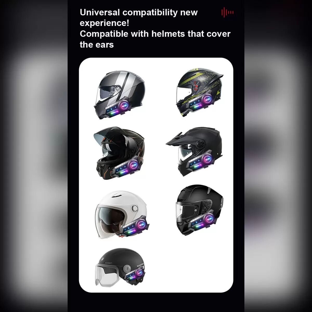 INF Motorrad-Helm wasserdichtes Noise-Cancelling Bluetooth-Headset mit 2-in-1 Mikrofon, Bluetooth 6.0, IP67 und RGB-Beleuchtung