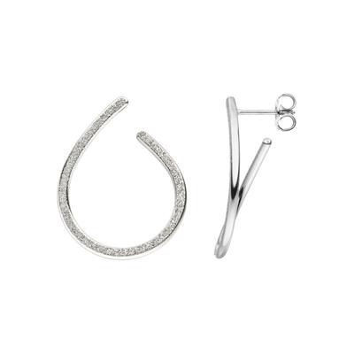 Paar Creolen JOBO "Halbcreolen Tropfen glitzernd", silber (silber 925), Ohrringe, Damen, Silber 925 (Sterlingsilber), 925 Silber