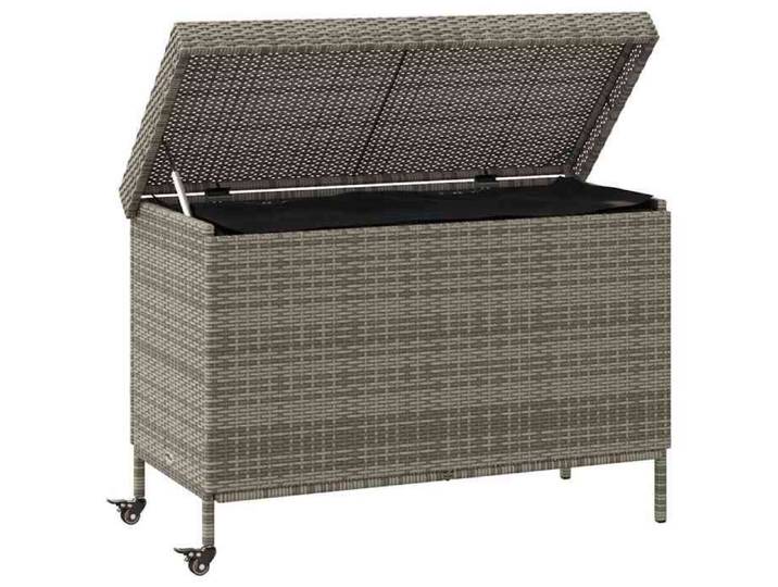 （SOLDES DEC)Boîte de rangement de jardin et roues gris résine tressée - Coffre/Boîte de rangement spacieux FR_3475856