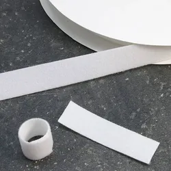 Klettband doppelseitig, Rolle mit 25 m 25 mm | weiß, Nylon, Polyester