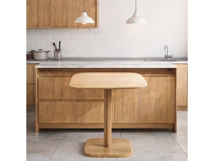 Table à Manger Carrée en Bois de Caoutchouc Massif 70 x 70 cm Places pour 4 - Madera Natural Madera de Caucho 70 x 70 x 75