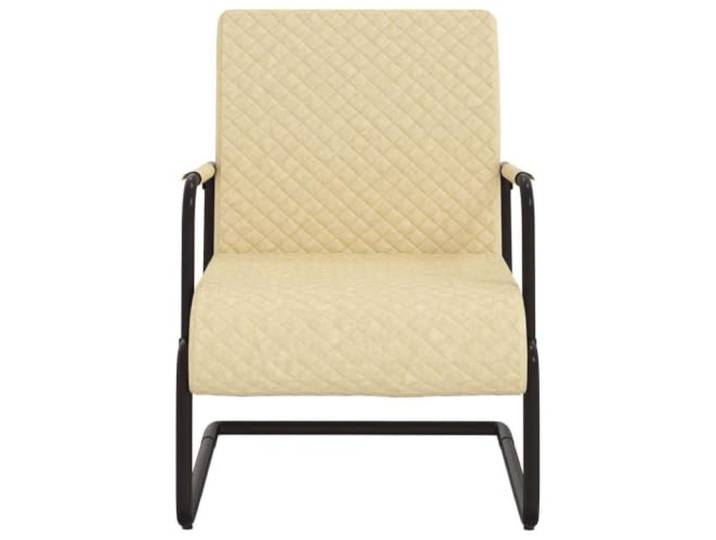 KTHLBRH Freischwinger Creme aus Kunstleder mit Metallgestell Kunstleder, Metallrahmen, dicke Polsterung, täglicher Gebrauch, Clever Design
