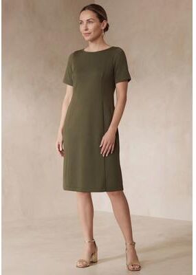 Plus Size Women's Perfect Ease Short-Sleeve Shift Dress by Jessica London in Dark Olive Green (Size 26/28)