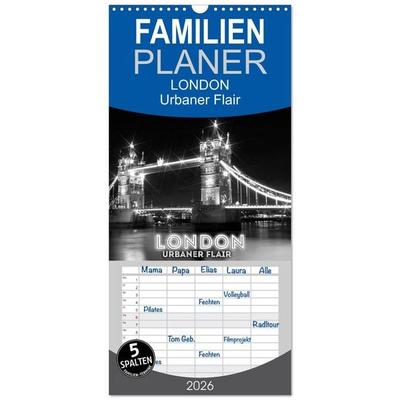Familienplaner 2026 - LONDON Urbaner Flair mit 5 Spalten (Wandkalender, 21 x 45 cm) CALVENDO