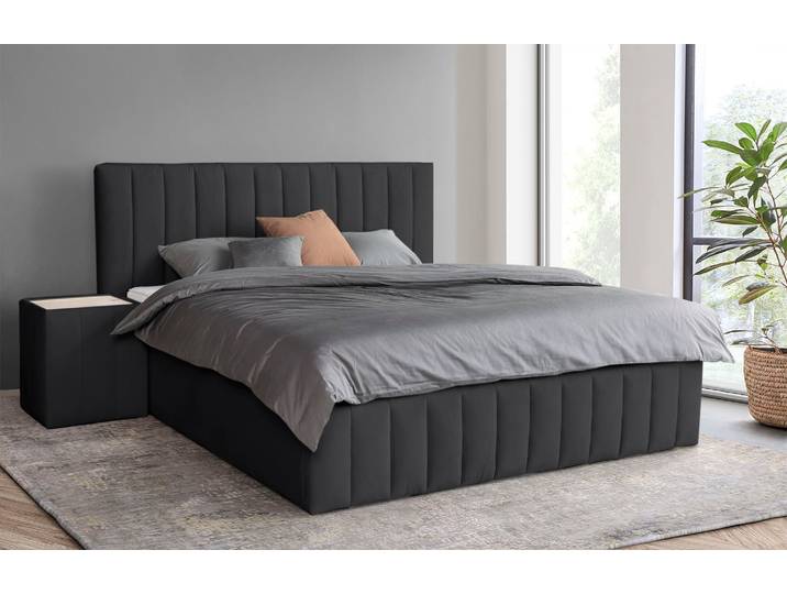 Polsterbett HOME AFFAIRE Effy erhältlich in der Breite 180x200cm , schwarz, B:203cm H:117cm L:217cm, Betten, Polsterbett, wahlweise mit Lattenrost und King-Matratze (28cm)