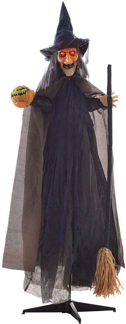 The Seasonal Aisle HOMCOM 190cm 75" Witch with Broomstick Outdoor Halloween Decoration Brown 190cm H X 107cm W X 65cm D