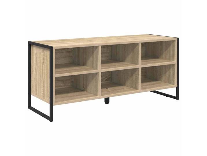 Meuble à chaussures en bois d'ingénierie - - Sonoma - 100x35x44 cm - Design industriel - Durable
