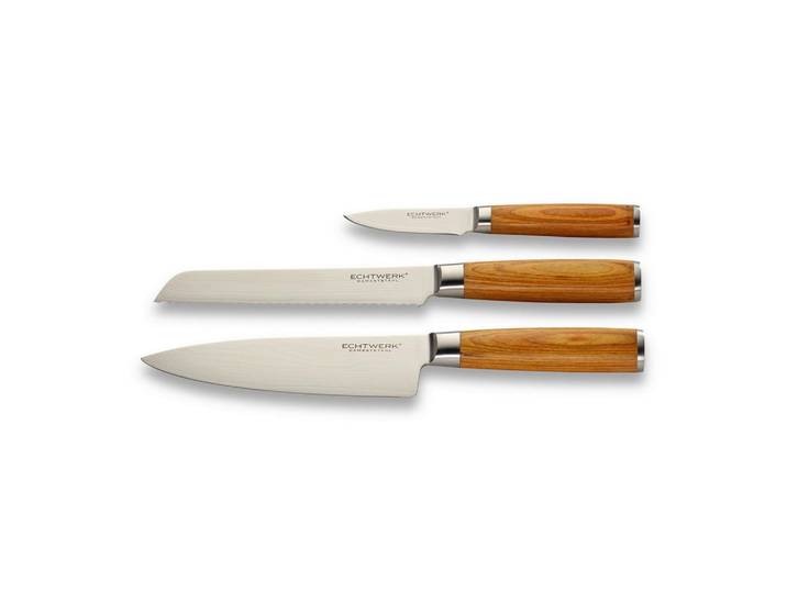 Echtwerk Messerset Echtwerk, Silberfarben, Kunststoff, 3-teilig, ergonomischer Griff, rutschfester Griff, rostfrei, Kochgeschirr, Küchenmesser, Messersets