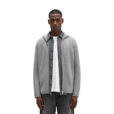 Cardigan MARC O'POLO "aus zertifizierter Bio-Baumwolle", Herren, Gr. S, cloudy grau melange, Obermaterial: 100% Baumwolle, unifarben, regular fit, Strickjacken