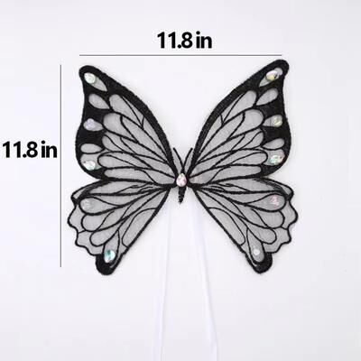 Inspire Curations Glow Butterfly Wings Harness Costume For Small Dogs & Cats (Adjustable, Glow Dots) black