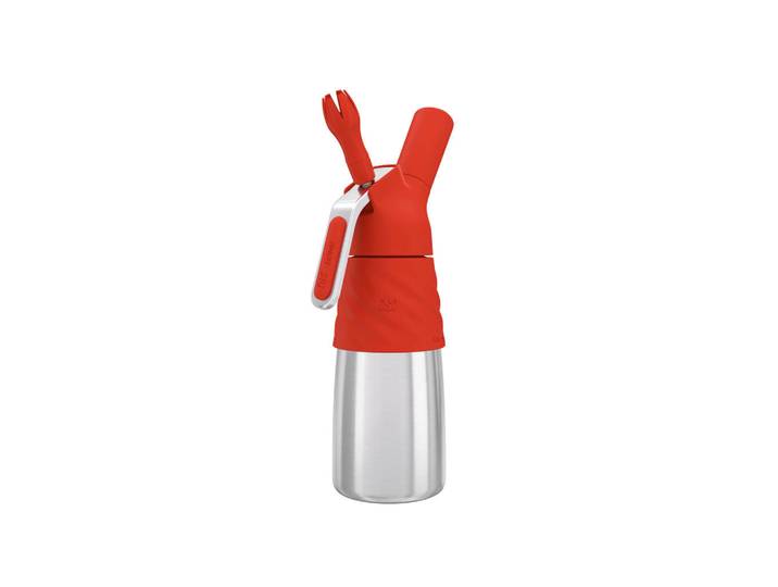 ISI Sahnebereiter, Rot, Edelstahlfarben, Metall, 0,5 l, rostfrei, leicht zu reinigen, Backen & Backzubehör, Garnieren & Verzieren