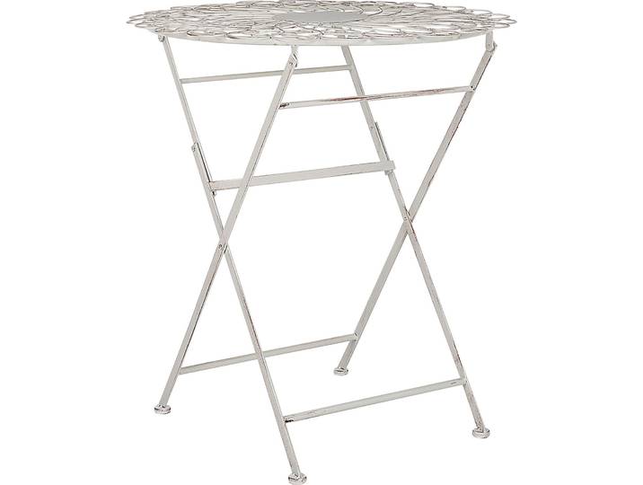 BELIANI Balkontisch Cremeweiß Eisen ø 70 cm Rund Französisch Romantisch Antik-Optik für 2 Personen Garten Outdoor Terrasse Ausstattung Möbel