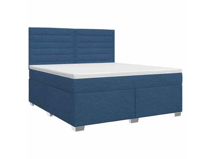 RJPLMFV Boxspringbett mit Matratze, Blau, 140 x 200 cm Kopf verstellbar 78 – 88 cm, waschbare Bezüge, atmungsaktiver Schaumstoff, Federbasis