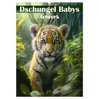 Dschungelbabys - Artwork (Wandkalender 2027 DIN A2 hoch), CALVENDO Monatskalender