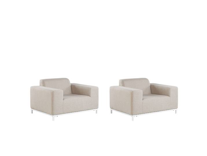 GARTENSESSEL 2er-SET beige/weisses Gestell Rovigo