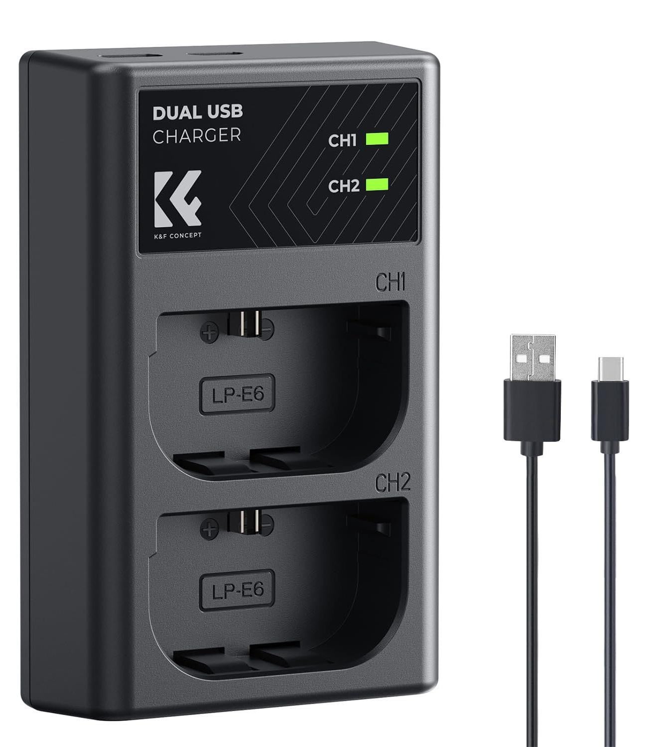Lustrens Dubbele acculader met micro-USB en Type-C poort voor camera's