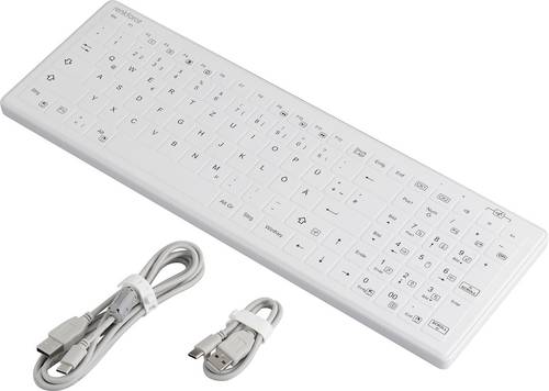 Renkforce RF-WPIK-500 USB Hygiene-Tastatur Deutsch, QWERTZ Weiß Silikonmembran, IP65, Maustasten, Abnehmbares Kabel, Geräuscharme