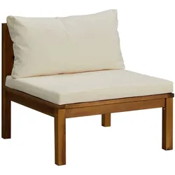 vidaXL Modulares Mittelsofa mit Cremeweißen Kissen Akazienholz
