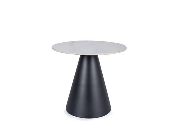 SIGNAL MEBLE, Hill, Couchtisch mit Keramikplatte, 46x46 cm, Schwarz/Weiß, Marmoreffekt, Konische Basis, 25 kg Belastbarkeit