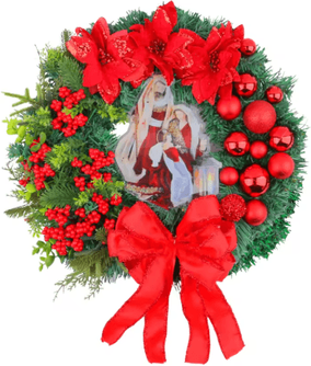 Inspire Picks Christmas LED Wreath With Red Bow Lighted Holiday Garland For Indoor And Outdoor Decor j1 21