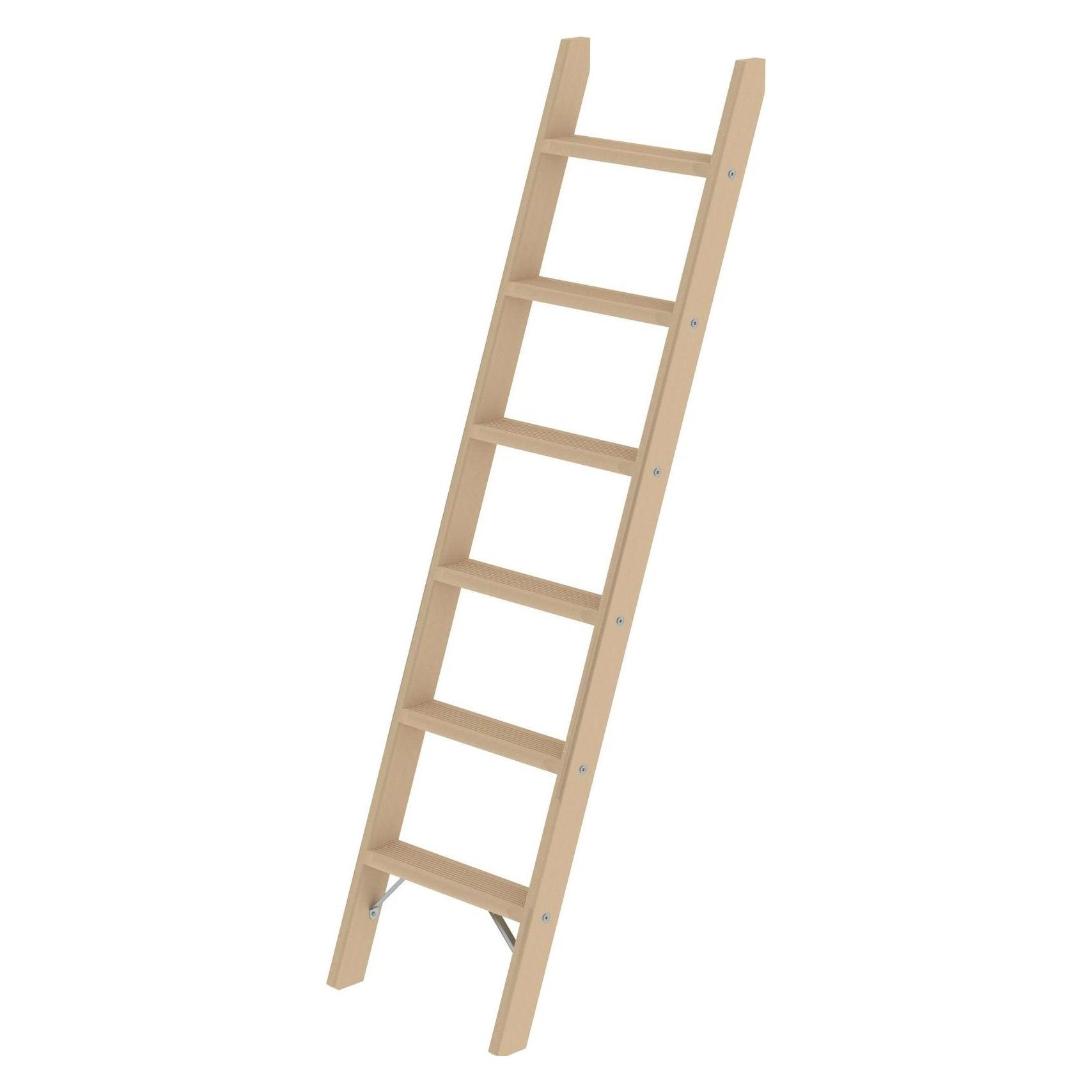 Munk Stufen-Anlegeleiter Holz ohne Traverse 6 Stufen (Anlegeleiter, 169 cm) (033706)